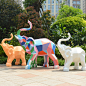 大型仿真玻璃钢大象雕塑彩色动物园林景观游乐园犀牛小北极熊摆件-淘宝网