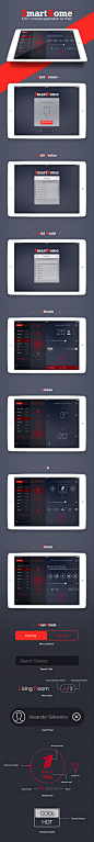 SmartHome : SmartHome — IOS7 application concept. This app is universal controller of many home devices. You can manage your TV, Stereo System, Climate Control and other devices from any place in your house.