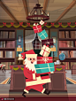 书房彩色手绘节日缤纷礼盒圣诞插画 节日节气 圣诞节