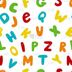 带手绘英文字母的矢量无缝图案
