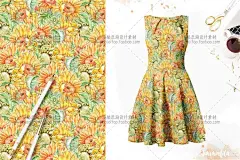 S016-森系水彩淡雅黄色太阳花花圈花瓶自行车手绘PNG免扣平面素材-淘宝网