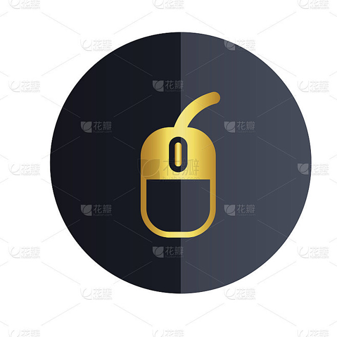 电脑鼠标图标黑圈背景矢量图像