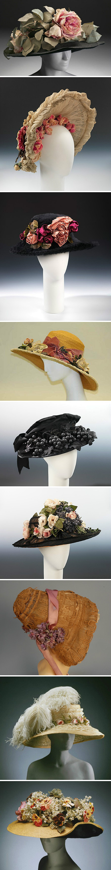 愛德華時風格的帽子，花是由絹做的
