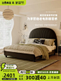 法式美式复古实木中古风黑色绒布1.5米主卧双人床1.8米大床布艺床-tmall.com天猫