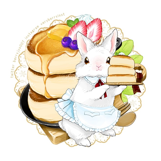 #うさぎ Honey pancakes ...