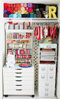 great idea for using closet to store everything [becca note - you don't even want to see the closet in my craft room. It scares me...this would be nice!]