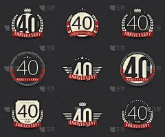 四十年纪念纪念标志收藏。40周年的标志。