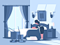 1416@小文~~   【设计学习群2314619】Maid cleaning in hotel room. Service staff character woman. Vector illustration