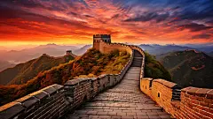 唯美泡泡人物风景长城建筑风景素材图片