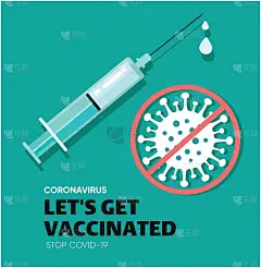 Covid-19 Vacctination海报。注射疫苗。病毒防护的概念。让我们接种。让我们停止Co