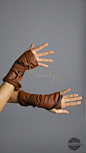 Light Brown Fingerless Leather Gloves, Long / Wonder Woman Cosplay Warcraft Elf Barbarian Festival Burning Man Mad Max Costume LARP Dance