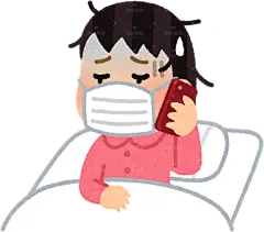 打电话向工作或兼职工作请假sick_byouketsu_woman贴纸扁平儿童插画元素卡通免扣png图片素材