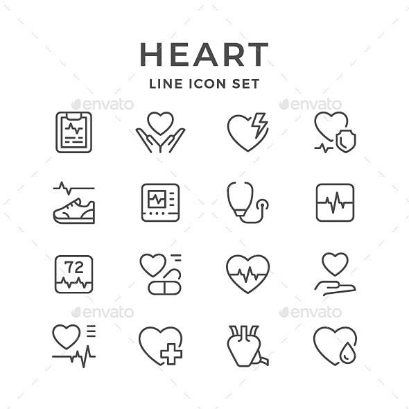 设置行心脏——人造物体对象的图标Set ...
