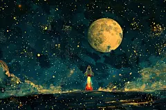 火箭六一儿童节小王子油画风插画
