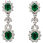 Emerald and Diamond Dangle Drop Earrings For Sale at 1stDibs
