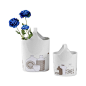 现代简约陶瓷花瓶 白色创意插画花器 样板房软装桶状花瓶罐子素雅-善木良品