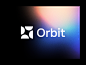 这可能包含：orbitt 徽标显示在黑色背景上，蓝色和粉色模糊