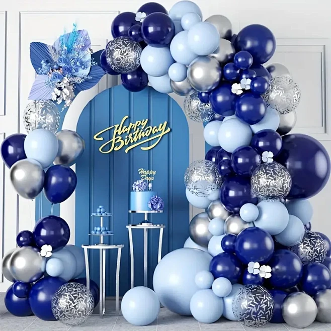 thumbnail image 2 of Navy Blue & Silver Balloon Garland Kit With Royal Blue, Metallic Silver For Party Decorations  A2 14650010 2 of 14