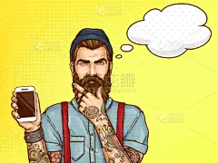 男人,手机,动画片,潮人,云,技术,模板,设备用品,出示