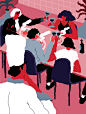 LUCKY PEACH : Editorial illustration for an American food and lifestyle journal.