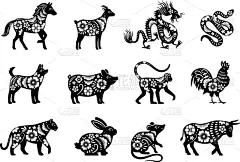 传统,仅一朵花,十二生肖,猴子,蛇,狗,传统节日,人种,猪,山羊