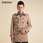 EMINU依米奴 秋款新品 男款双排扣中长外套 风衣 2013秋新品 #新品# #男款双排扣# #中长#