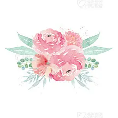 Watercolor wedding flowers. Watercolor peonies and leaves. Floral arrangement. Wedding clipart