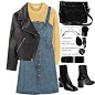 A fashion look from January 2017 featuring vintage style dresses, yellow sweater and leather biker jacket. Browse and shop related looks.