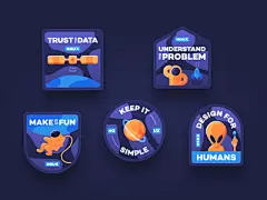 HostGator 设计原则-徽章外太空卫星火箭飞船行星设计图标插图矢量宇航员宇宙飞船太空外星人原则徽章