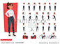 Businesswoman working character design set. Vector design.