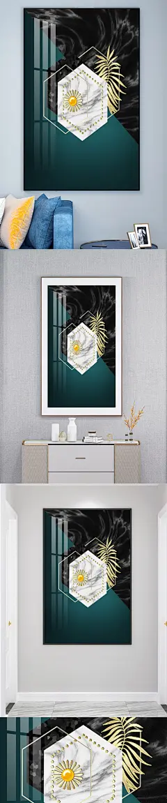 轻奢深色玄关壁画装饰画