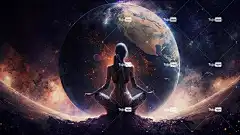 冥想 瑜伽 月亮 精神 瑜伽幻想 冥想幻想 人工智能生成 星星