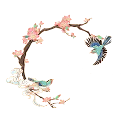 七夕桃花喜鹊边框 情人节