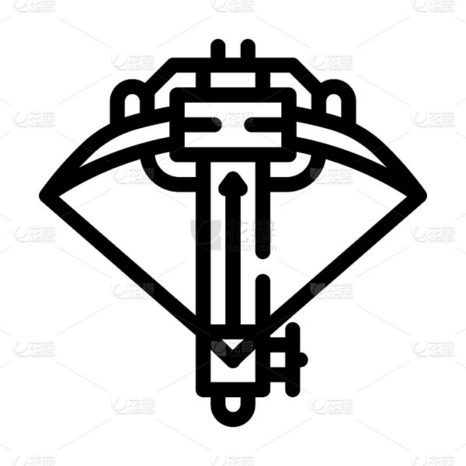 弩炮线图标矢量插图黑色素材-花瓣网