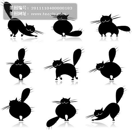 可爱黑猫卡通形象素材