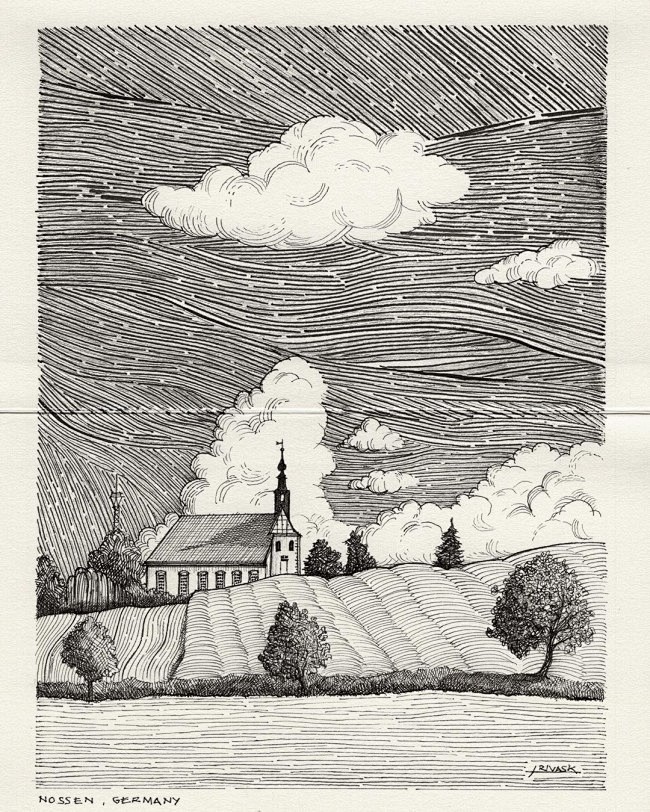 建筑风景钢笔画怎么画 景观针管笔画素材_www.youyix.com-花瓣网