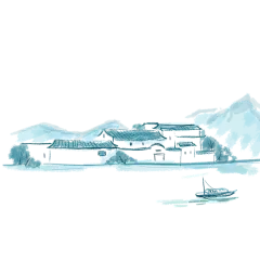 意境唯美山水画插画背景