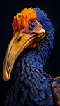 close-up face, Vibrantly surreal avian fashion photography