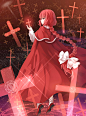 #东方project#
#冈崎梦美#
1girl absurdres bow braid capelet coat cross crying hair_bow highres long_hair long_sleeves low-tied_long_hair magic_circle okazaki_yumemi red_eyes red_hair red_shoes shirt shoes solo touhou touhou_(pc-98) transistor very_long_hair