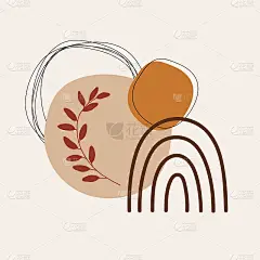 现代抽象极简主义海报在赤土颜色。