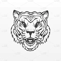 虎头剪影孤立在白色背景。矢量插图。中国新年生肖的象征。用于横幅、卡片、海报上的虎签2022年中国新年