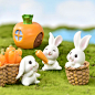 微景观摆件可爱动物卡通小兔子胡萝卜兔房子萌兔园艺植物树脂配件-淘宝网