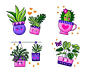 Free Vector | Kawaii flowers and plants stickers