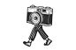 This may contain: a person walking with a camera on their back