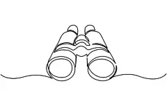 一笔画 | 图源免费EPS文件 |连续单线望远镜。矢量插图，望远镜连续单线绘图。矢量插图，望远镜线图标。可编辑描边，绘制了望远镜