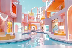 三维空间电商商街模型素材