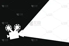 电影放映机黑白平面设计