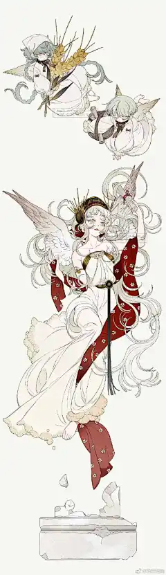 去年给kurumi家画的胶带《猫的信使》分别是天国信使，梦境信使，微观信使