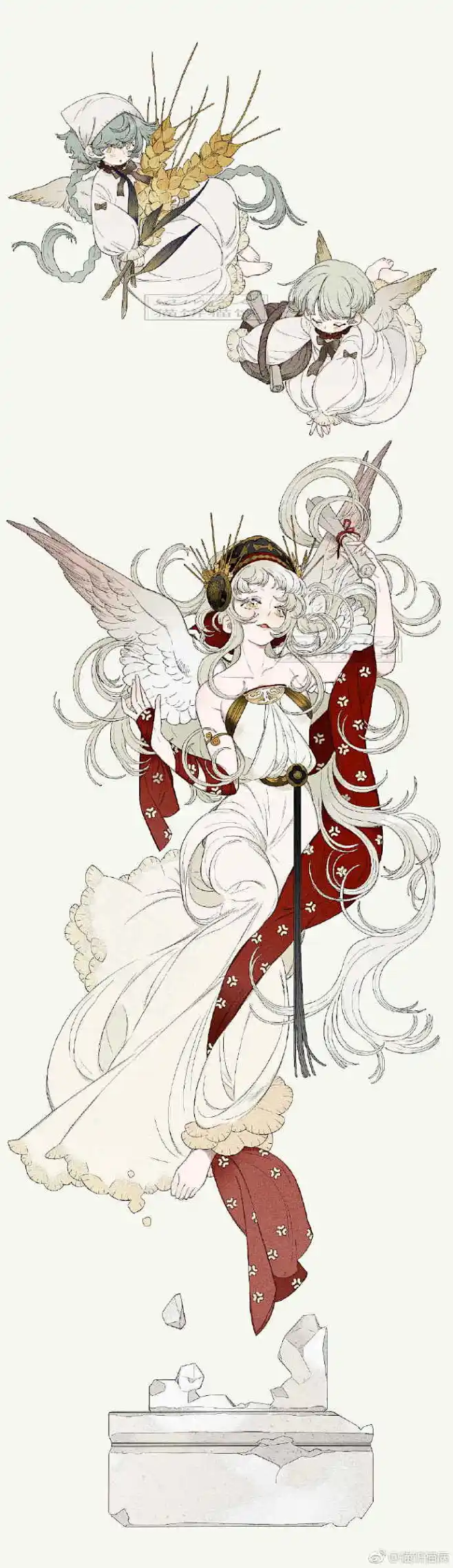 去年给kurumi家画的胶带《猫的信使》分别是天国信使，梦境信使，微观信使-花瓣网