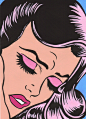 The eye lashes and lips on these pop art ladies are gorgeous.